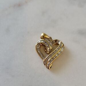 Diamond 10k Gold Heart Pendant
